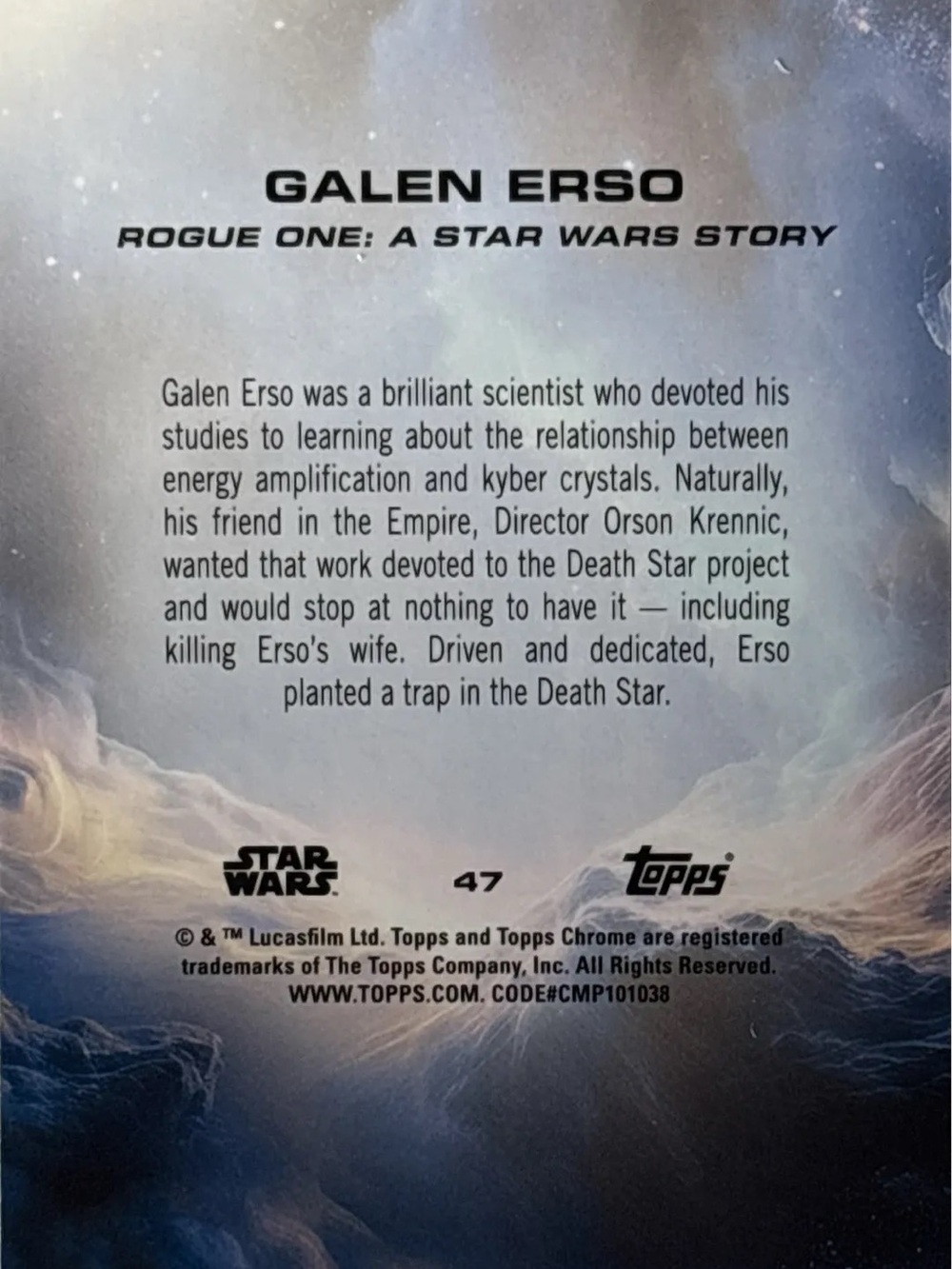 Topps Chrome Star Wars Galen Erso card. - Picture 2 of 2